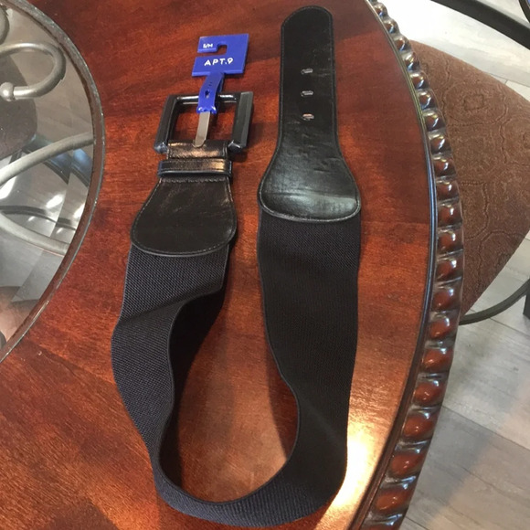 New* APT 9 Black wide Buckle Belt - Picture 1 of 5